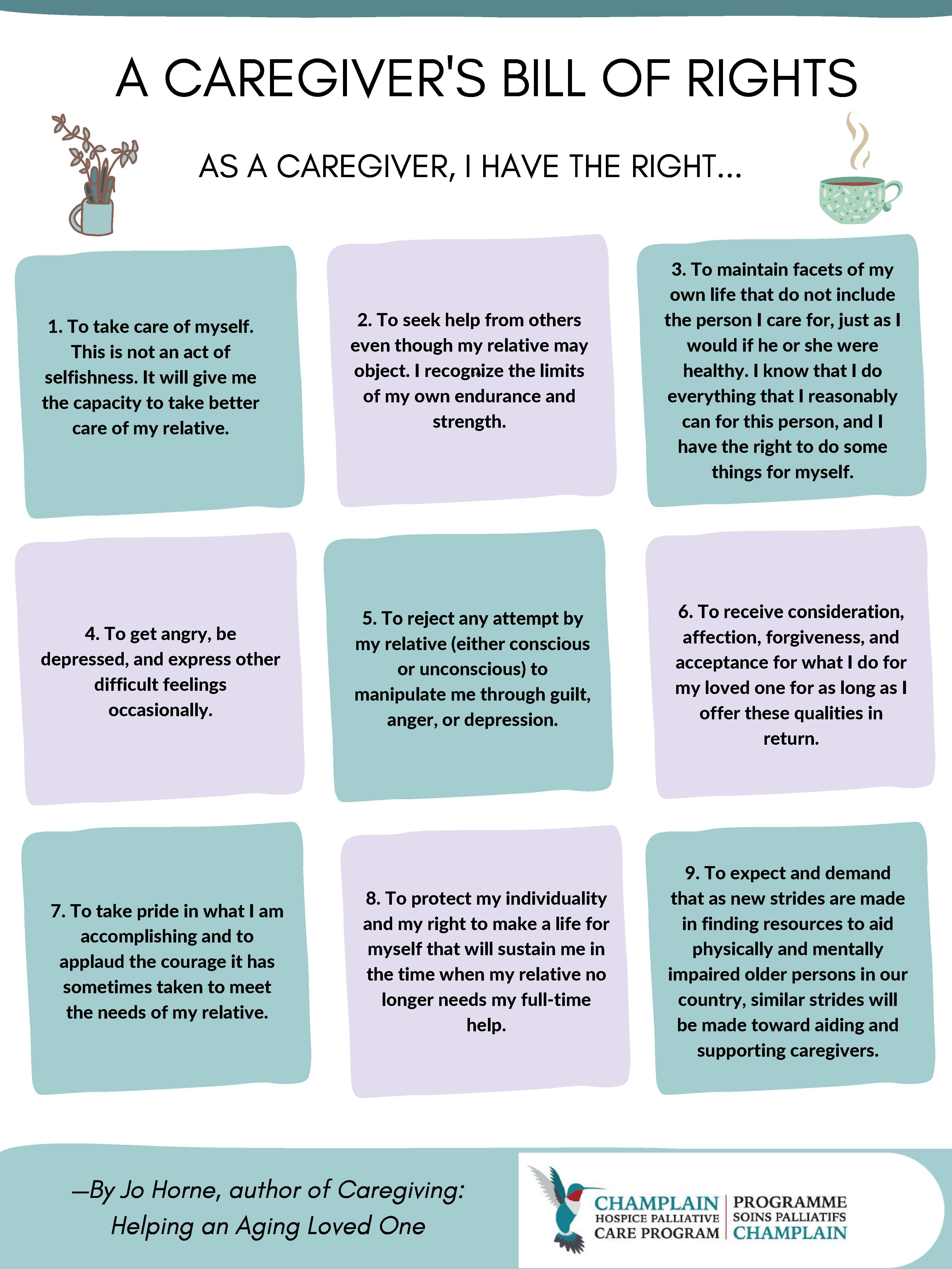 Caregiver bill of rights