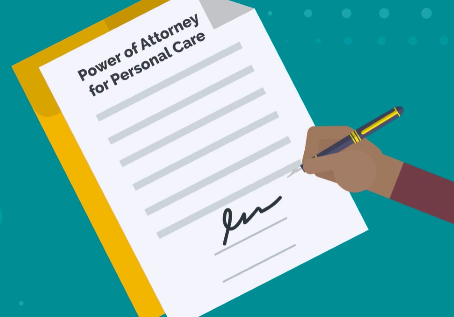 Person signing a power of attorney for personal care document